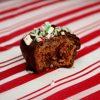 Chocolate Covered Peppermint Brownie Bites