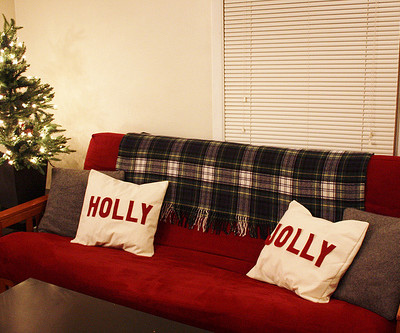 Holly Jolly Canvas Christmas Pillows with Felt Letters