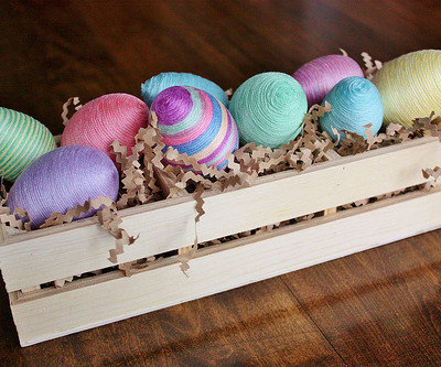 Colourful Twine Wrapped Easter Eggs