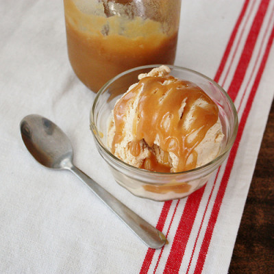 Apple Pie Ice Cream with Homemade Caramel Sauce