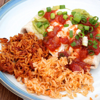 Sweet Potato Bean Burritos with Spanish Rice