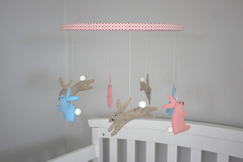 Baby Crib Mobile Wooden Mobile,Baby Mobile Mobile for Crib Toy Mobile for  Baby Nursery and Ceiling Decoration Rabbit 