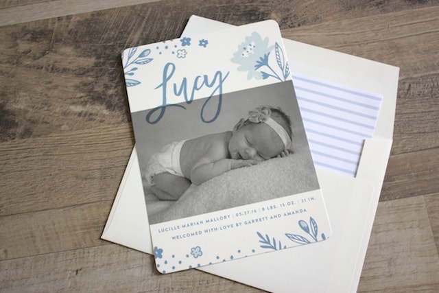 minted all in one birth announcements