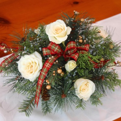 How to Make a Holiday Flower Arrangement with Real and Faux Greenery