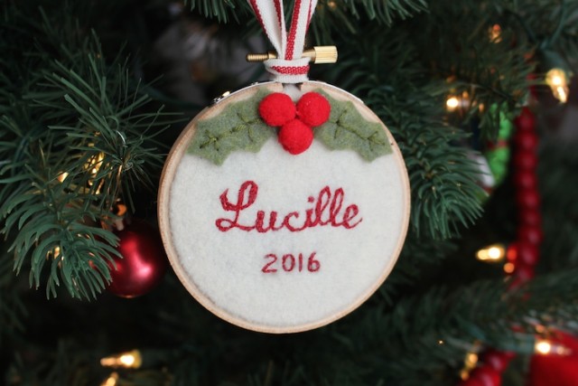 Hand-stitched Baby's First Christmas Ornament