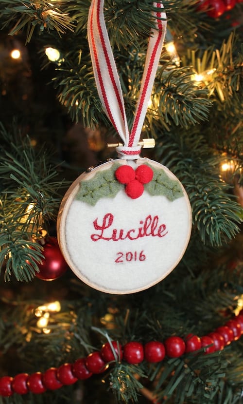 Hand-stitched Baby's First Christmas Ornament