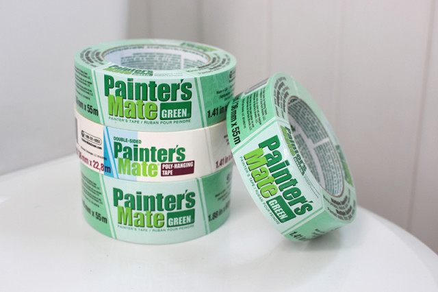 Painter's Mate Green Double-Sided Poly-Hanging Tape - White, 1.41