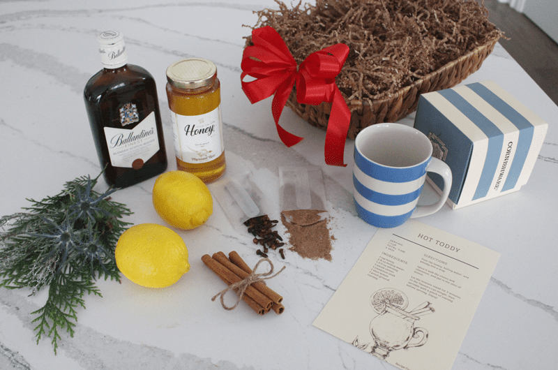 Hot Toddy Gift Basket with Cornishware Mugs - Life at Cloverhill