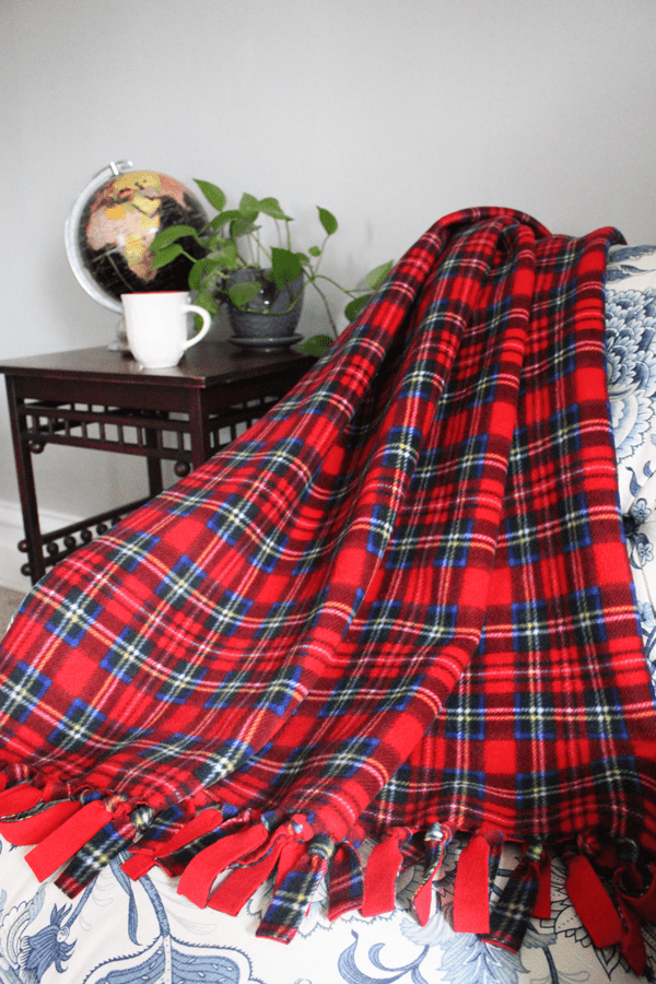 No Sew Fleece Blanket with a Fringed Edge - It's Always Autumn