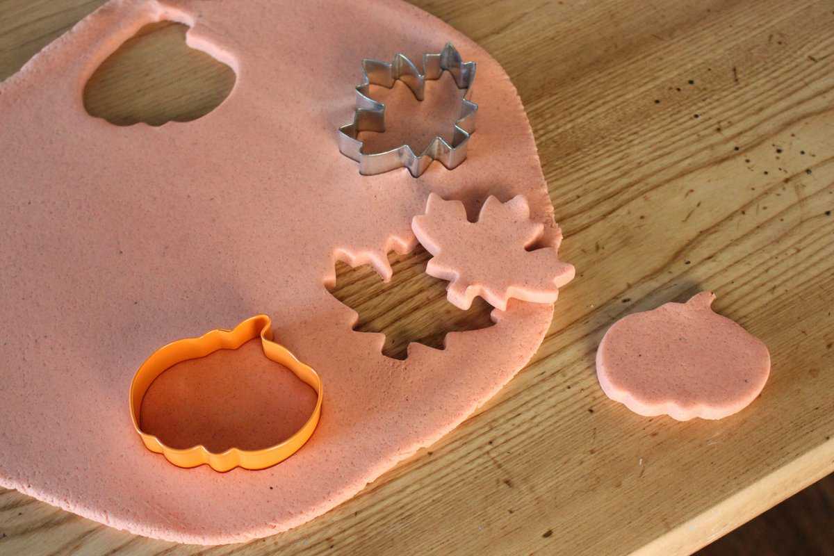 pumpkin spice playdough cut shapes
