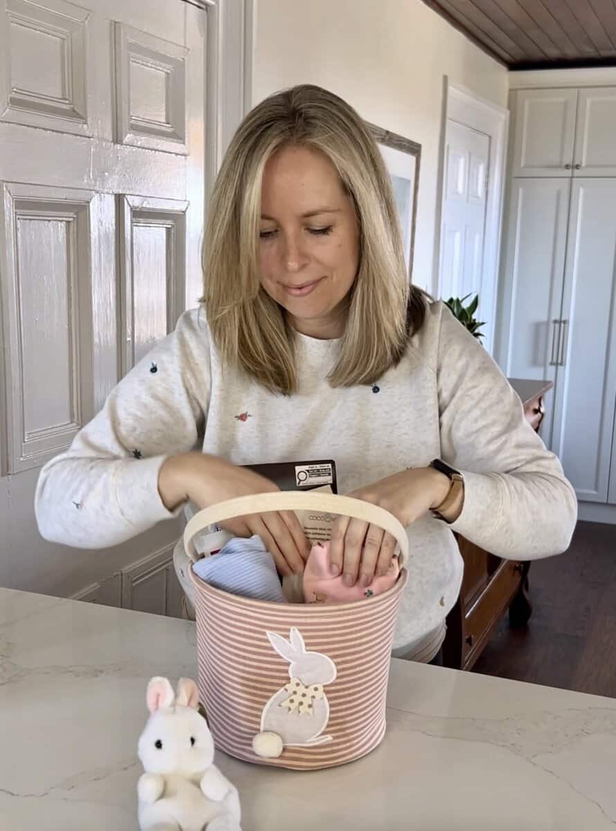 mom filling an easter basket
